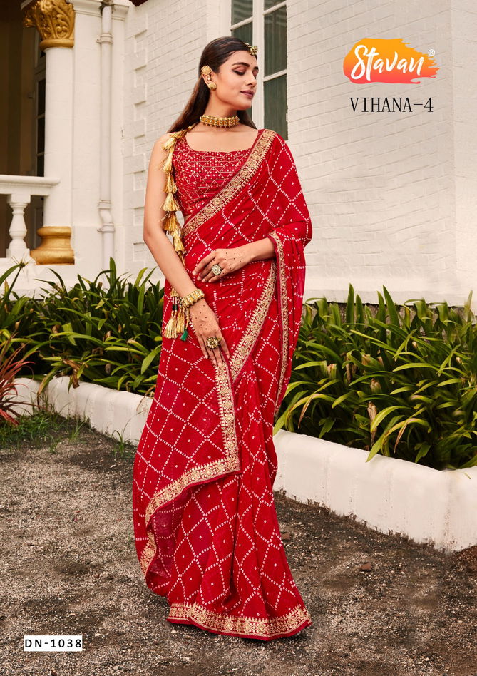 Stavan Vihana Vol 4 Bandhni Printed Sarees Catalog
